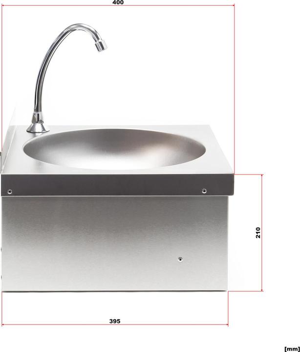 Produktbild XPOtool Gastro Waschbecken Edelstahl rund Kniebedienung Handwaschbecken Spüle (400 mm, 400 mm)