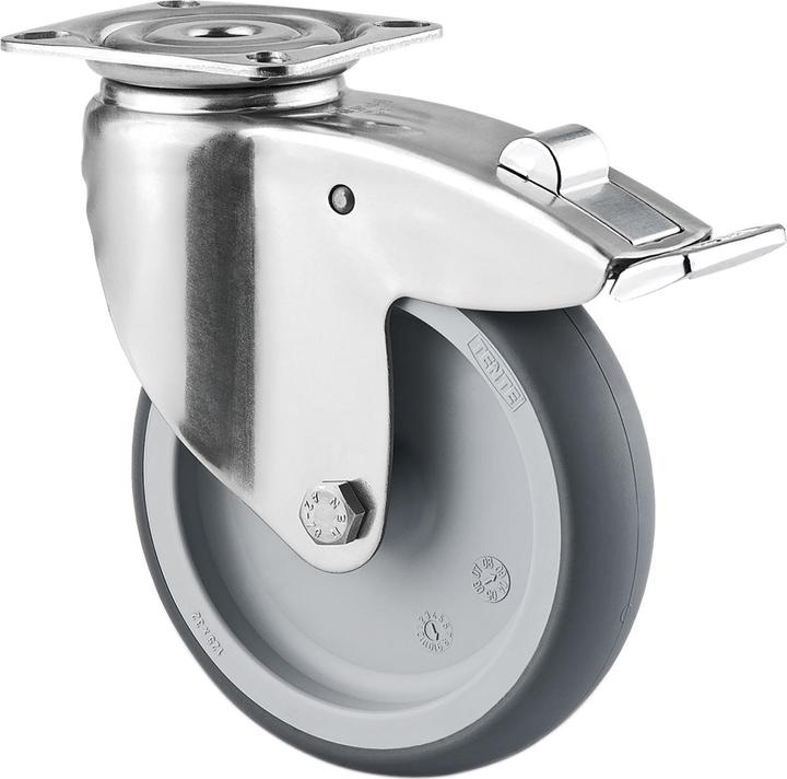 Actual product image Tente Swivel castor with total brakes 125 mm plate