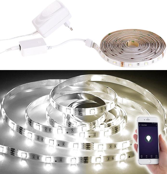 Actual product image Luminea Wi-Fi LED Strip, Amazon Alexa & Google Assistant Compatible (Warm white, Neutral White, 500 cm, Outdoor)