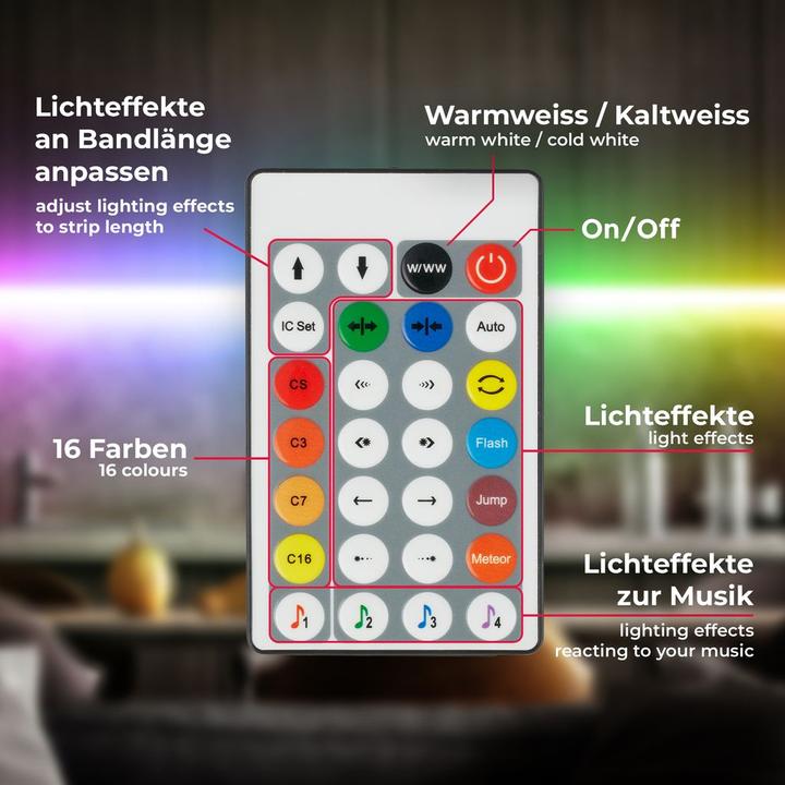 Immagine prodotto B.K.Licht Striscia LED RGB magica (RGB, 500 cm, Interno)