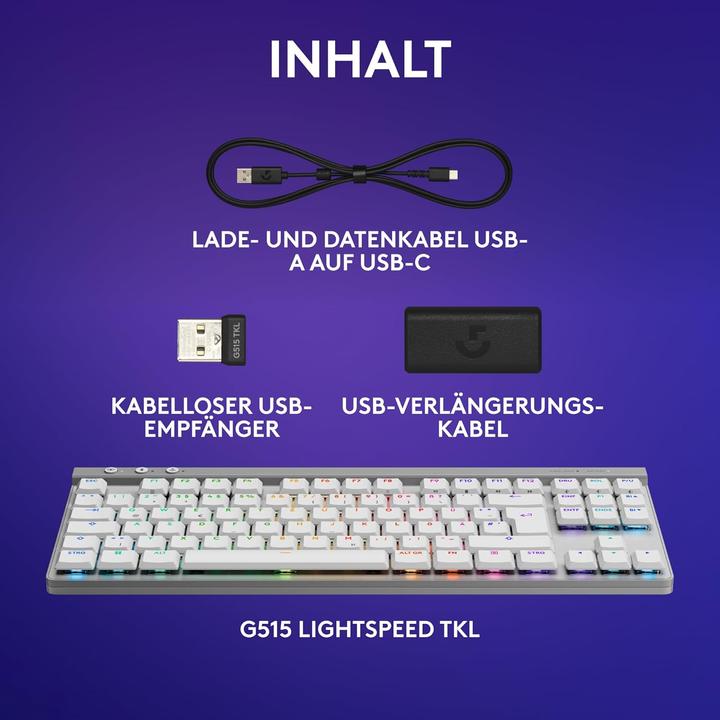 Produktbild Logitech G515 Lightspeed TKL (DE, Kabellos, Kabelgebunden)