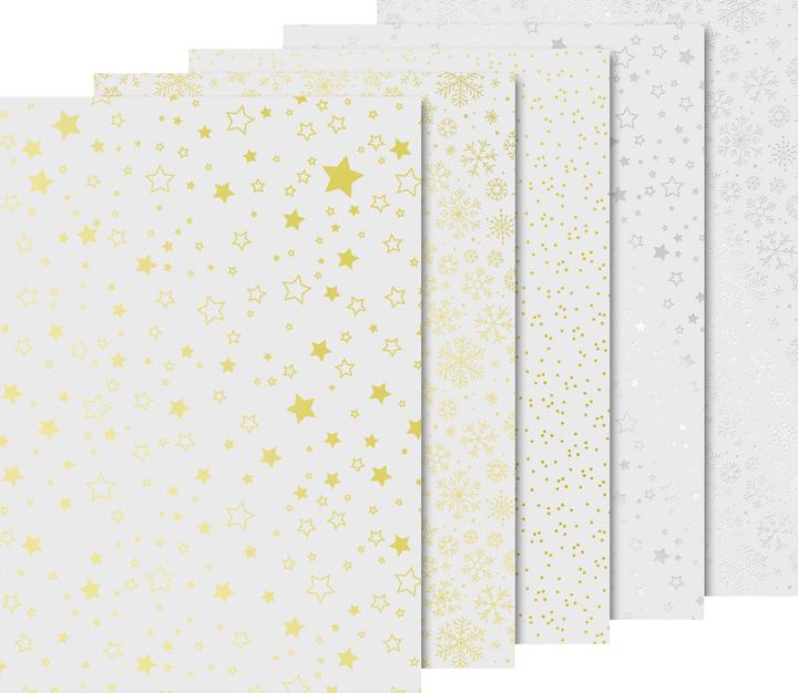 Image du produit Heyda Papier transparent Noël 10 feuilles, A4, or, argent (115 g/m², 10 x)