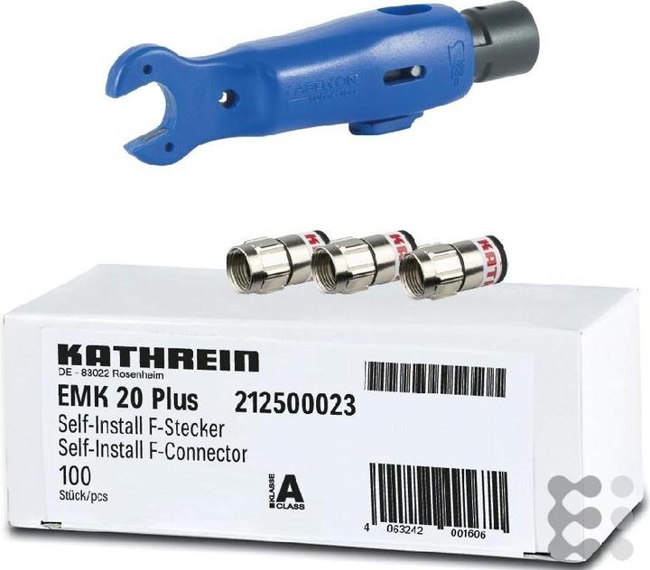 Produktbild Kathrein SelfInstall-Stecker-Set ZAH 15 PLUS Plastik-Box, 100x EMK 20 und ZAW 16 (Kabel)