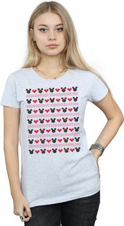 Actual product image Disney Womens/Ladies Mickey And Minnie Christmas Hearts Cotton T-Shirt (XL)
