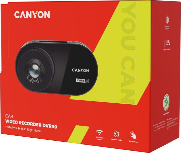 Actual product image Canyon DVR40, 3' IPS with touch screen, Mstar8629Q, Sensor SONY415, Wifi, 4K resolution (Wi-Fi, Built-in display, 4K)