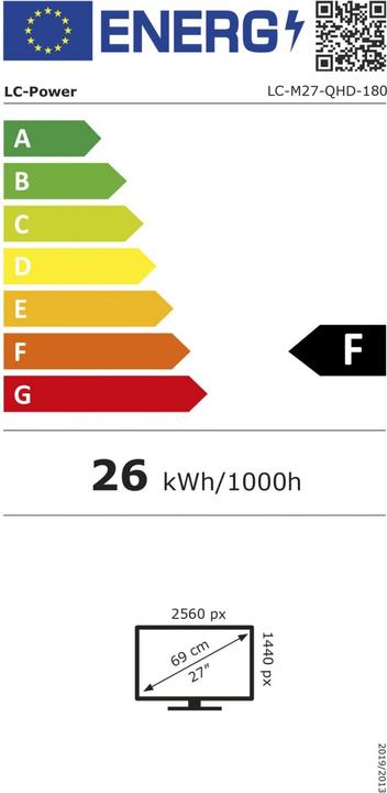 Label énergétique LC-Power LC-M27-QHD-180 (2560 x 1440 pixels, 27")