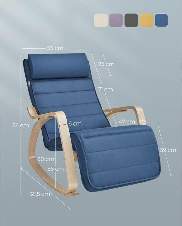 Actual product image Songmics Rocking chair blue brown fabric