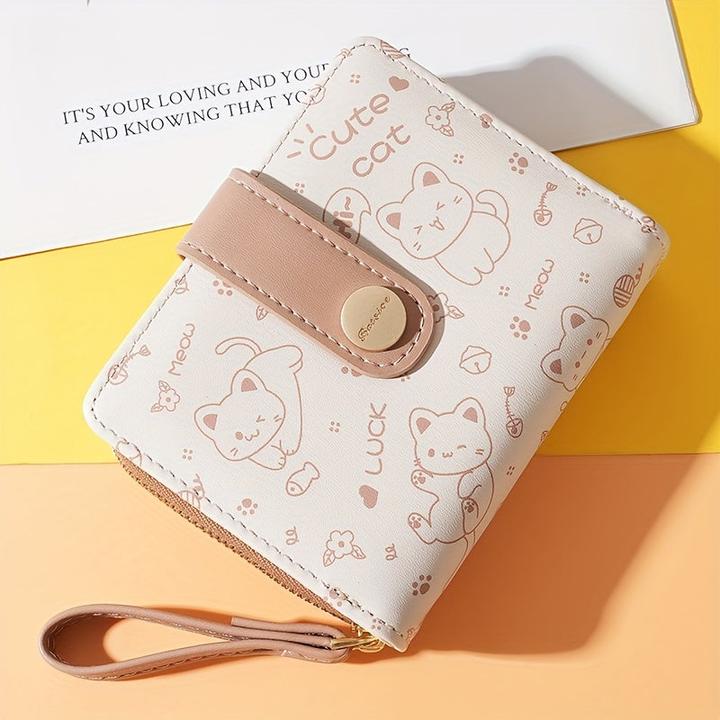 Produktbild Only-Bags.Store Cat Pattern Short Wallet, Clutch Sweet Coin Purse, Mini Credit Card Purse