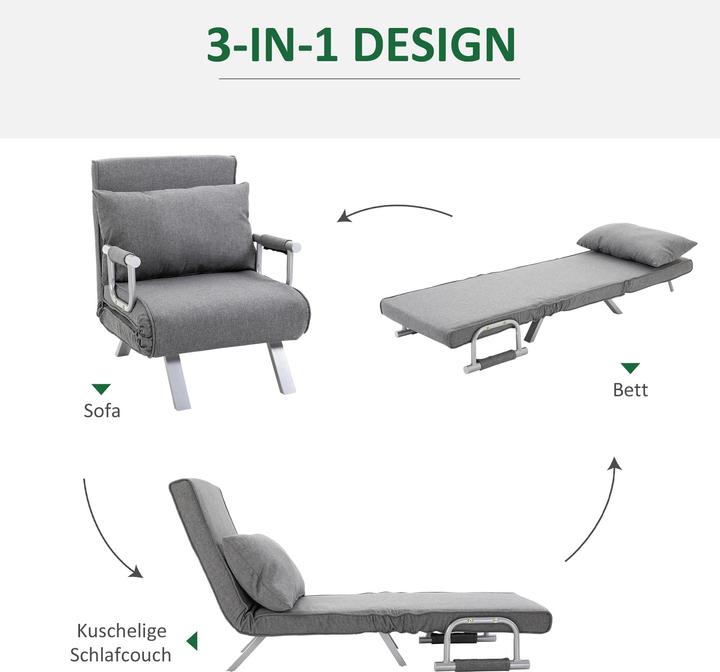 Immagine prodotto Homcom Divano letto 3 in 1 divano, poltrona o lettino (3 posti)