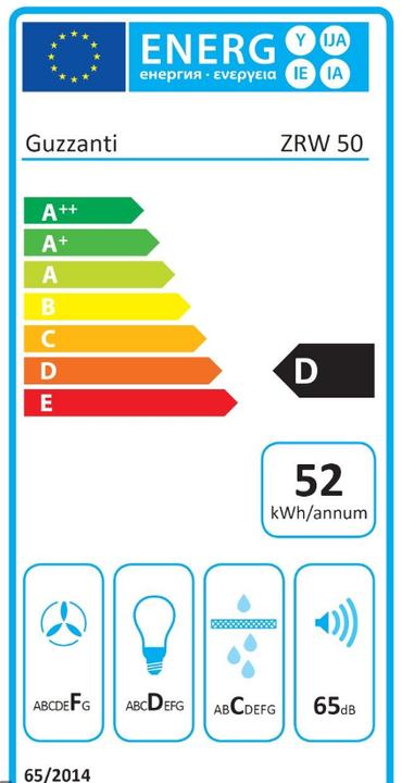 Energy Label Guzzanti ZRW 50 Underbuilt ³/h D (Substructure hood)