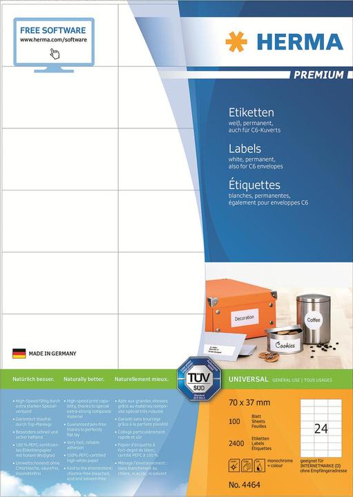 Produktbild HERMA Adressetiketten A4