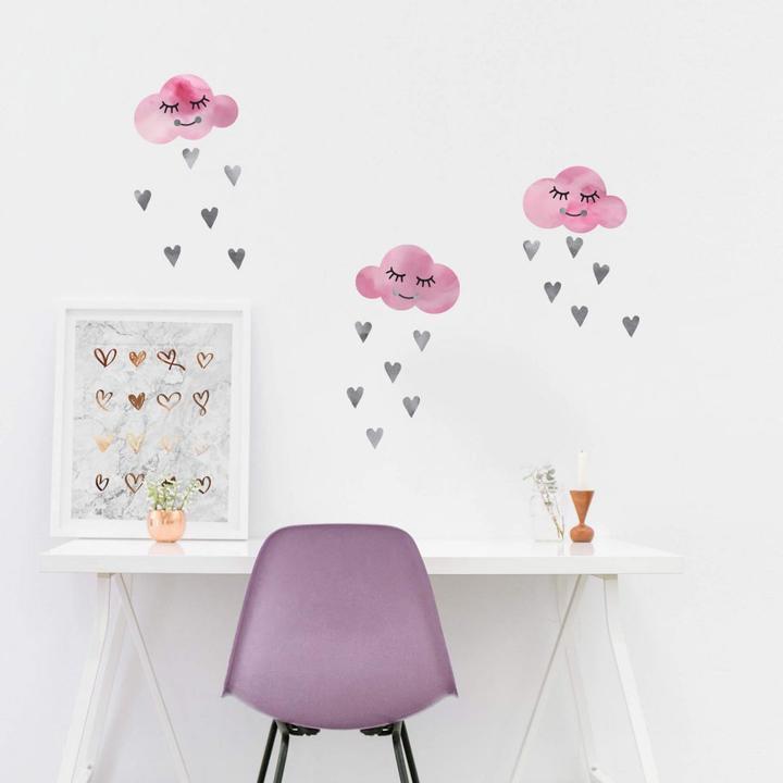 Actual product image Trenddeko Watercolor clouds & gray hearts (51 x 60 cm)