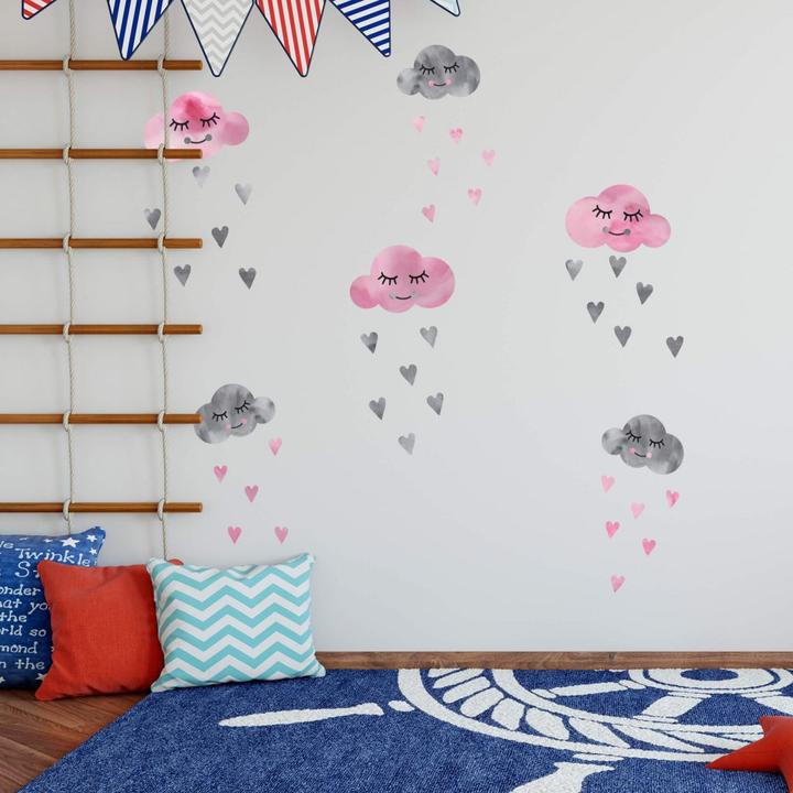 Actual product image Trenddeko Watercolor clouds & gray hearts (51 x 60 cm)