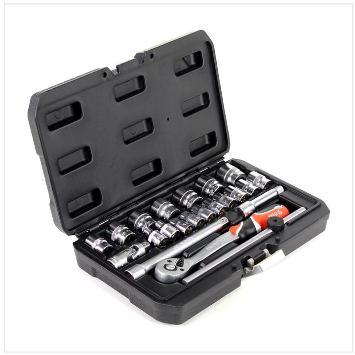 Image du produit Yato YT-38561 Jeu de Douilles en Coffret 22 Pièces avec Cliquet 3/8" (3/8")