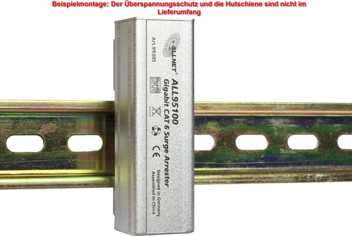 Produktbild Allnet TP Cat 6 Überspannungs-/Blitzschutz zbh. für ALL95100 Hutschiene Montageklammer