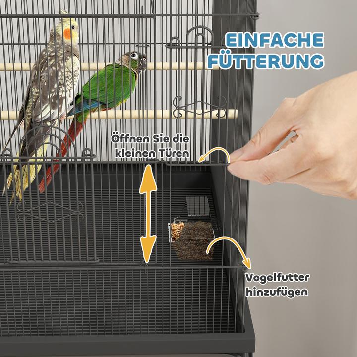 Produktbild PawHut Vogelkäfig Stahl, Kunststoff Schwarz