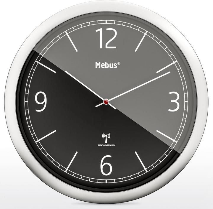 Mebus 19813 Radio-controlled wall clock black/silver