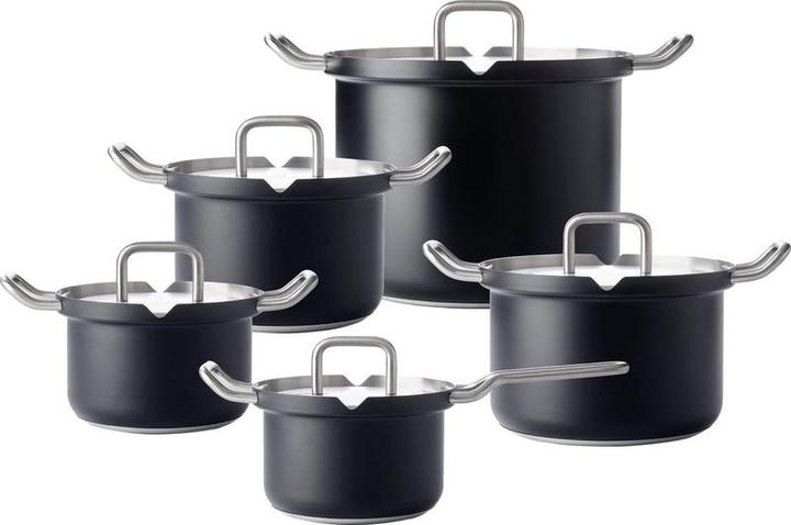 Actual product image BK Q-linair Master Black Kookpannenset - 5 delig - Veilig afgietsysteem (Pot, Stainless steel)