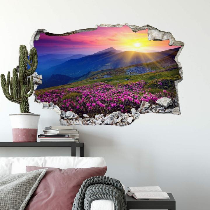 Produktbild Trenddeko 3D Sonnenuntergang in den Bergen (100 x 61 cm)