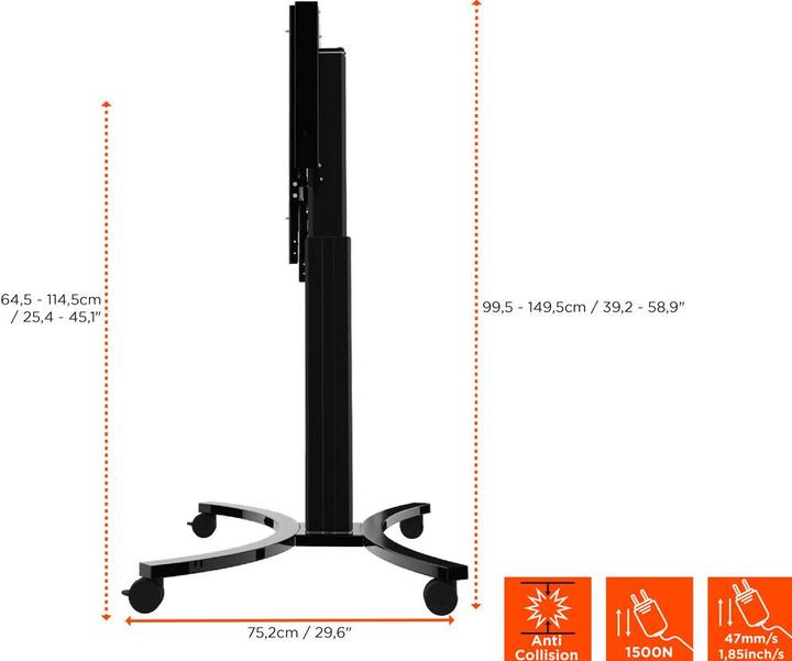 Actual product image Quinta Expert display trolley electrically height-adjustable display trolley Adjust 4286MB 50cm (86", 136 kg)