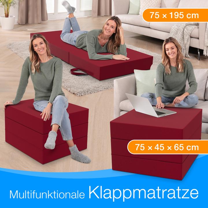 Produktbild Bestschlaf Klappmatratze, 3-teilige Faltmatratze, Reisebett, Gästematratze (75 x 195 cm, Schaumstoffkern)