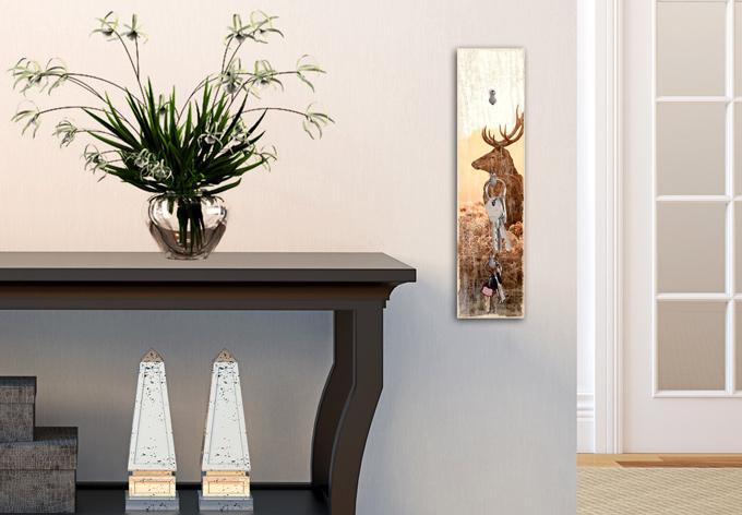 Produktbild Trenddeko Majestätischer Hirsch + 3 Haken (10 x 40 cm)