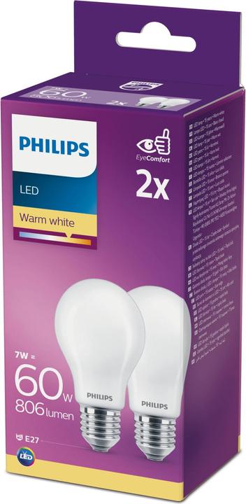 Actual product image Philips Lamp A60 (E27, 7 W, 806 lm, 2 x, E)