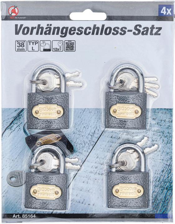 Actual product image BGS Padlock Set simultaneous locking Type L 35mm 4 pcs.