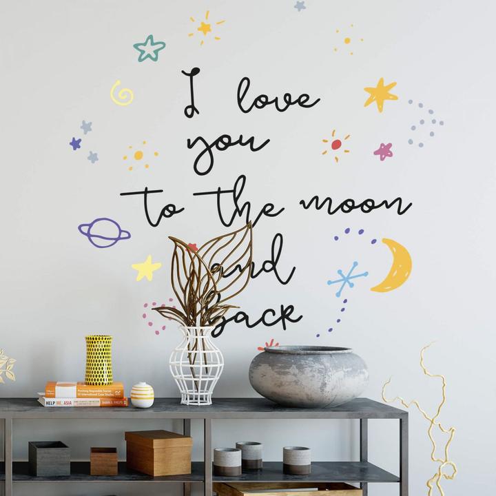 Produktbild Trenddeko Doodle Space I love you to the moon and back (83 x 80 cm)