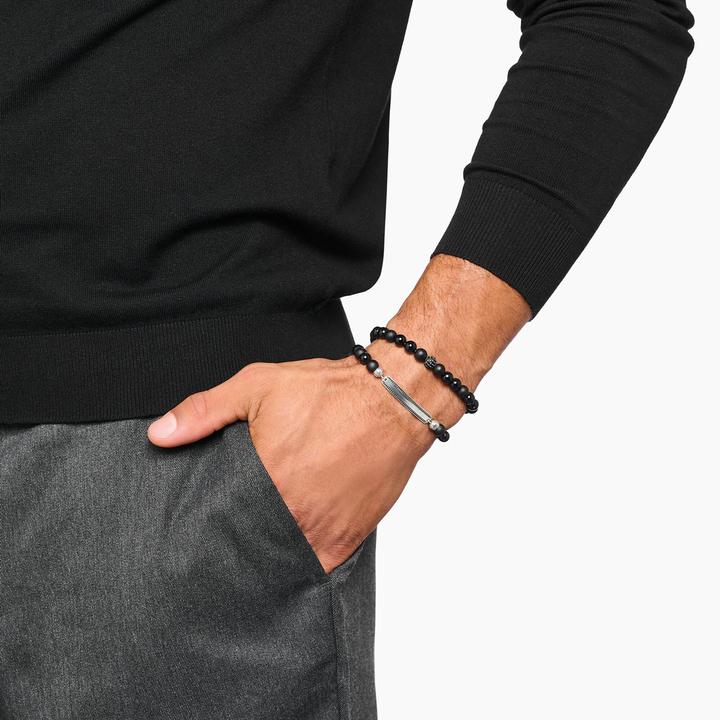 Produktbild Thomas Sabo Bead Armband Obsidian schwarz (21 cm, Silber 925)