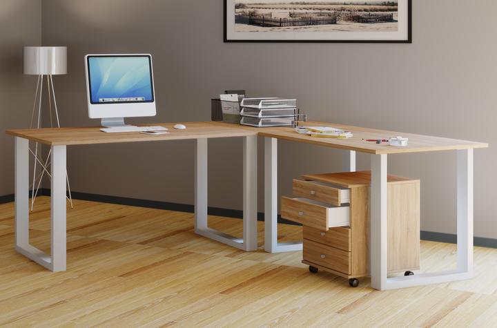 Produktbild VCM Büromöbel Eckschreibtisch Lona 50 U Alu Weiss (160 x 160 x 50 cm)
