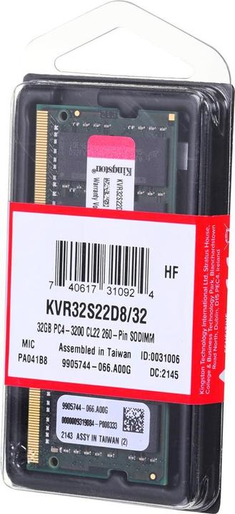 Actual product image Kingston ValueRAM (1 x 32GB, 3200 MHz, DDR4-RAM, SO-DIMM)