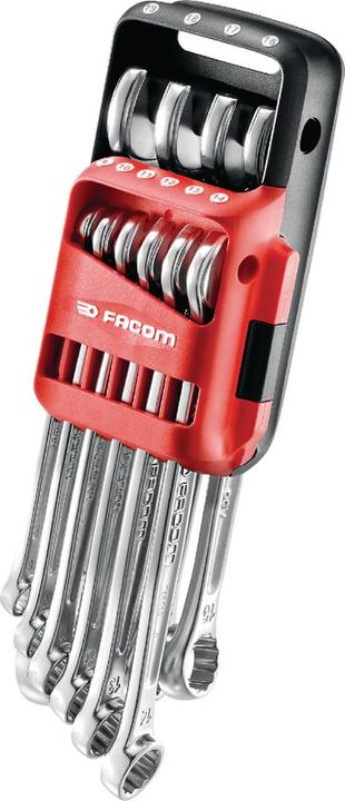 Facom Ring-Maulschlüssel Satz CrV-Stahl, 10-teilig (19 mm, 8 mm, 10 mm, 11 mm, 12 mm, 17 mm, 15 mm, 13 mm, 14 mm, 9 mm, 16 mm, 18 mm)
