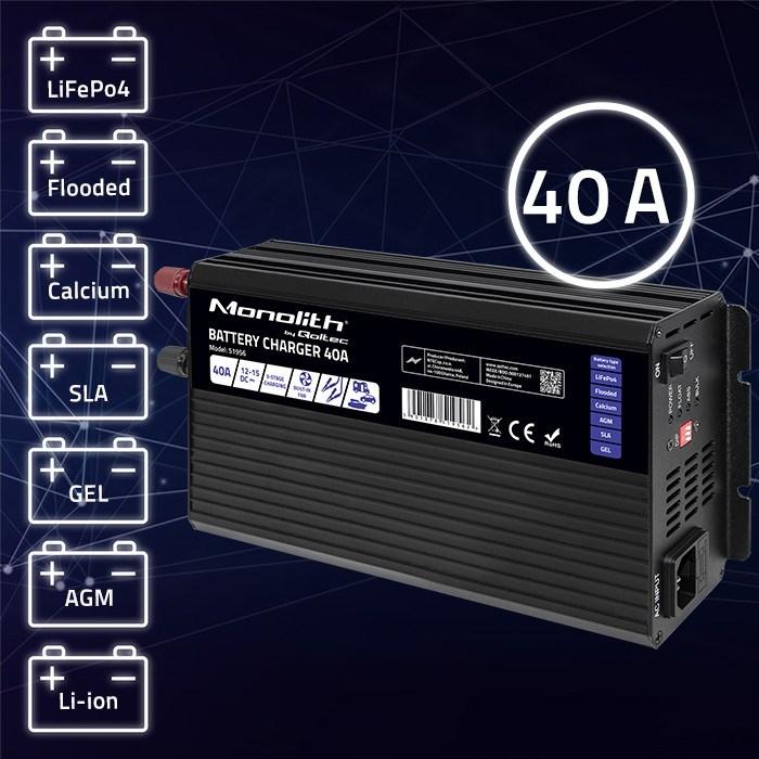 Actual product image Qoltec ładowarka Do Akumulatorów Lifepo4 Agm Gel Sla | 40a | 12v (12V, 40 A)