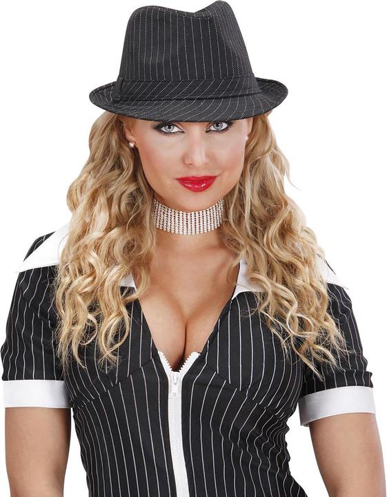 Actual product image Widmann Pinstripe Gangster Hat Black (One size)