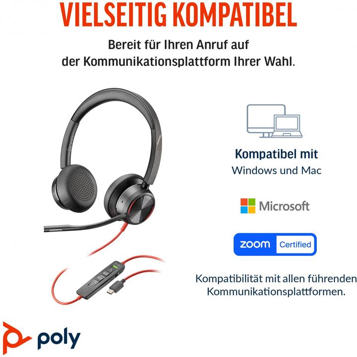 Produktbild Poly Headset Blackwire 8225 UC USB-C (Kabelgebunden, USB-C)