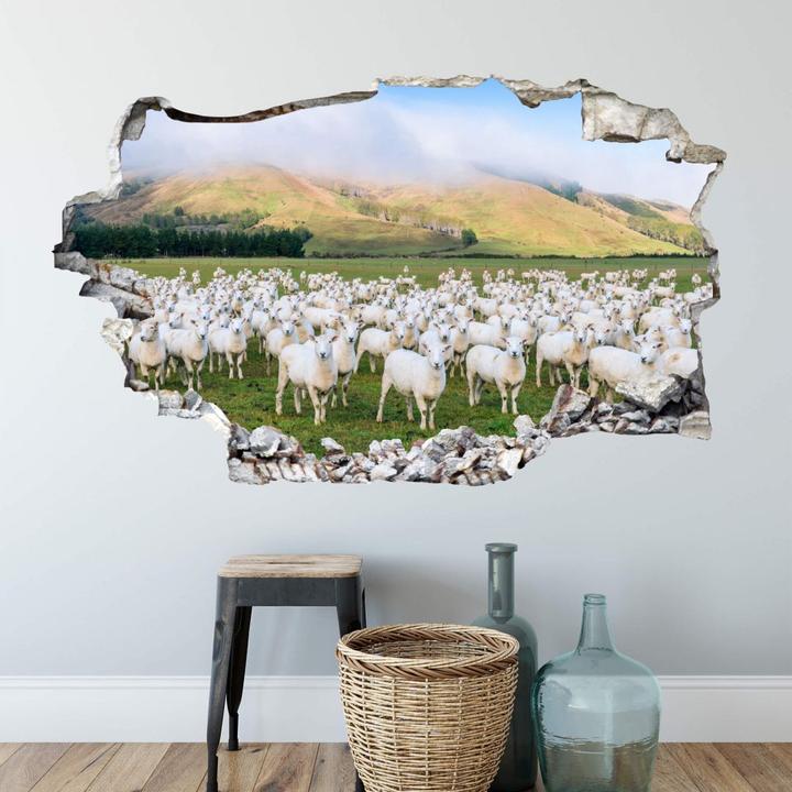 Actual product image Trenddeko 3D - flock of sheep in New Zealand (60 x 36 cm)