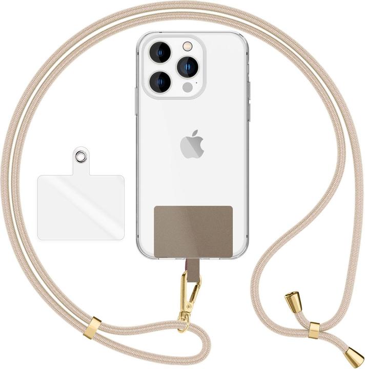 Produktbild Nalia Handyband + Pad für Hülle zum Umhängen, Karabinerhaken Anhänger aus Metall (gold)