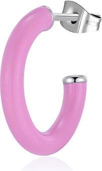 Sagapo S'Agapo Single Round Earring With Pink Enamel Vibes Svb42