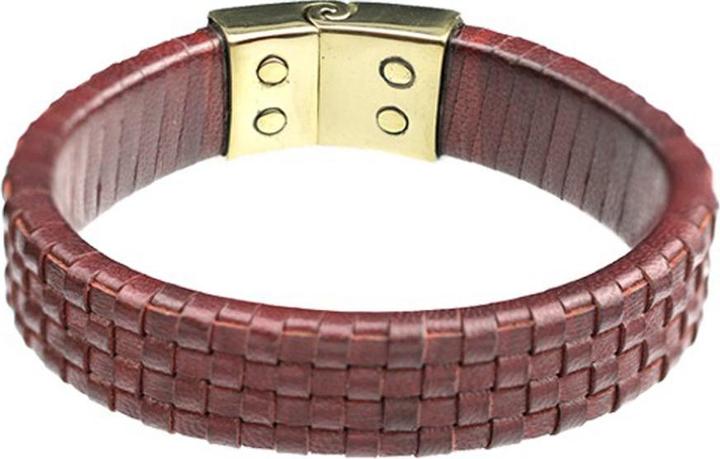 Image du produit Star Piercing Bracelet en cuir bourgogne tressé Carreau (21 cm, Cuir, Laiton)