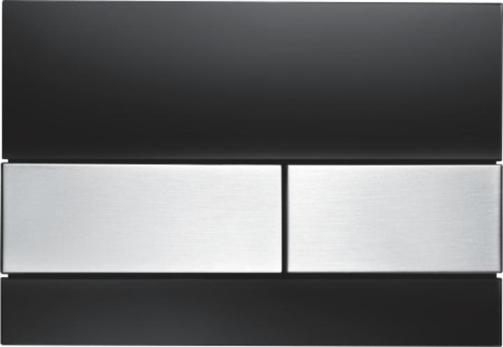 TECE Square WC Betätigungsplatte Glas schwarz, Tasten Edelstahl gebürstet