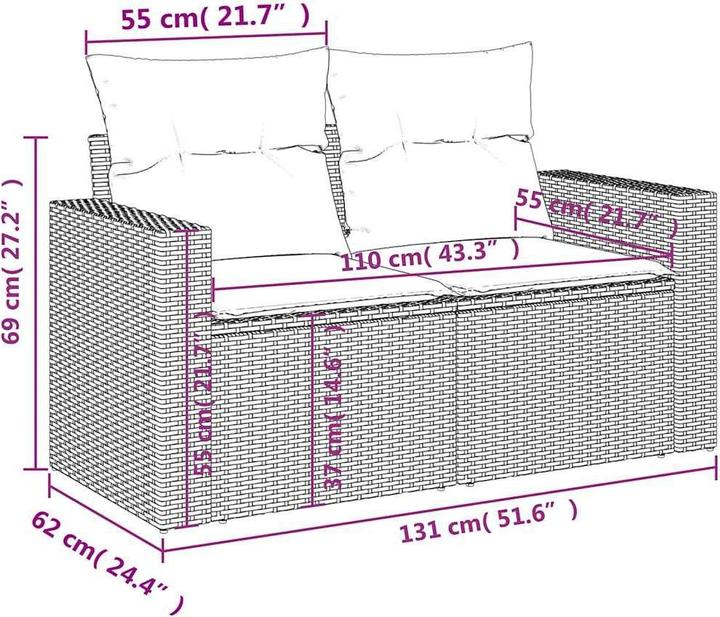 Produktbild VidaXL 10-tlg. Garten-Lounge-Set mit Kissen
