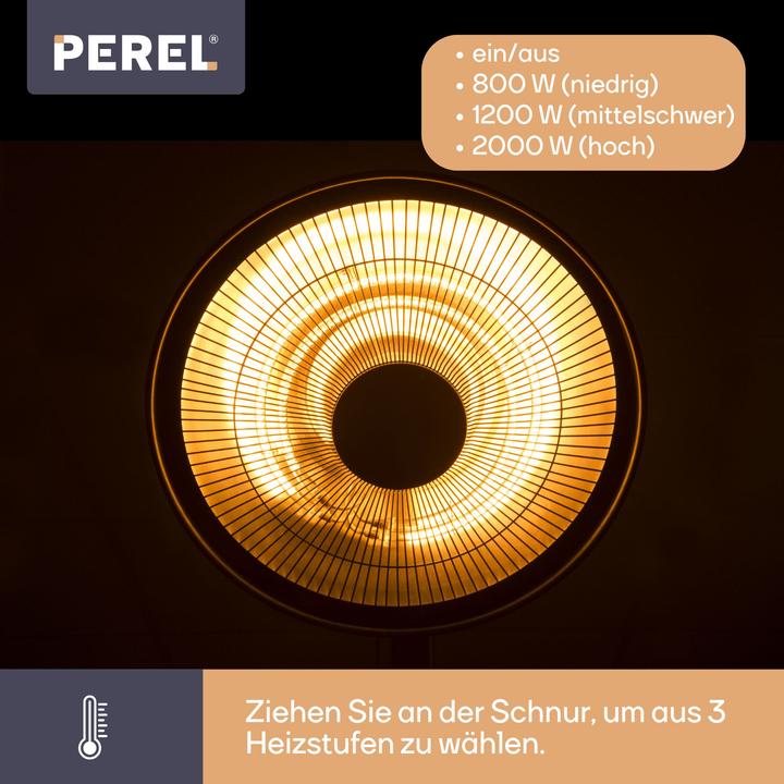 Produktbild Perel Terrassen-Strahler - mit Standfuss - 2000 W - Lampenschirm (2000 W)