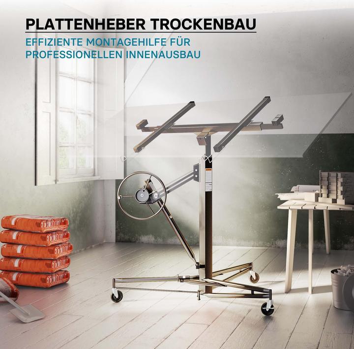Actual product image Wiltec Panel lifter black Panel lifter Rigips assembly aid XXL Panel lift drywall construction