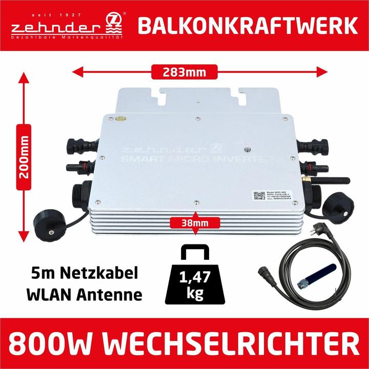 Actual product image Schubiger Smart Micro Inverter ZEHNDER WR-800S Ecologic, with APP control