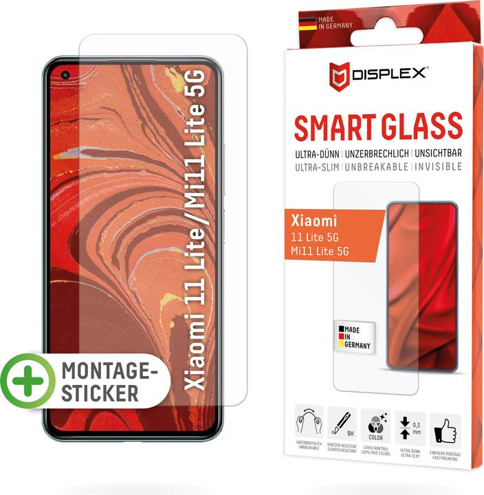 Immagine prodotto Displex Smart Glass, Displayschutzfolie (1 Pezzo/i, Xiaomi Mi 11 Lite 5G, Xiaomi 11 Lite 5G NE)