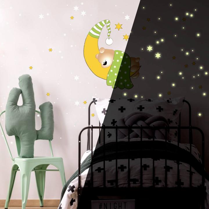 Immagine prodotto Trenddeko Orsi, luna e stelle + stelle luminose (50 x 50 cm)