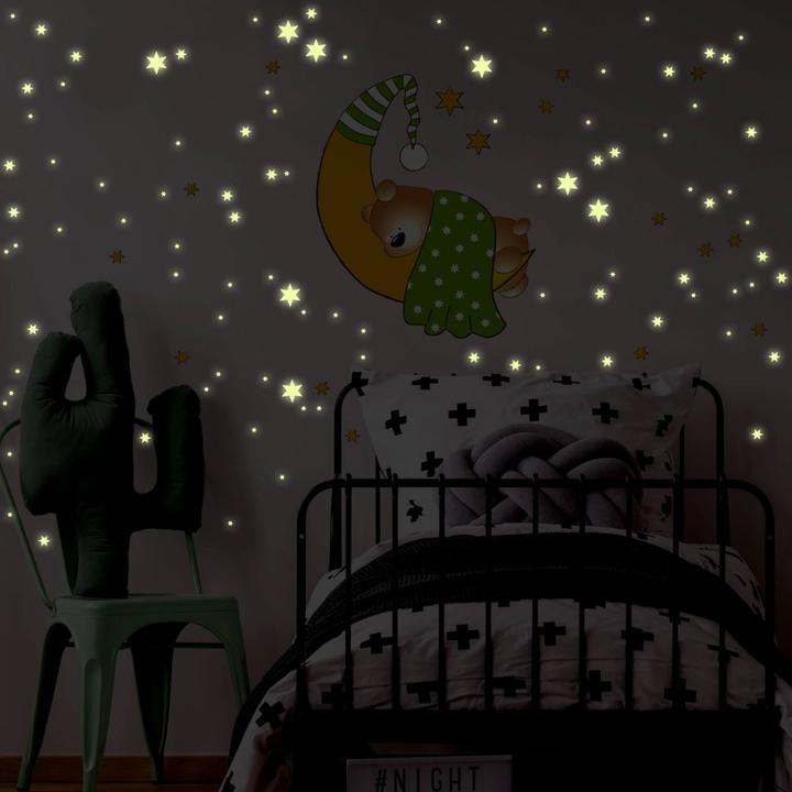 Immagine prodotto Trenddeko Orsi, luna e stelle + stelle luminose (50 x 50 cm)