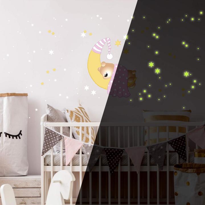 Immagine prodotto Trenddeko Orsi, luna e stelle + stelle luminose (40 x 40 cm)