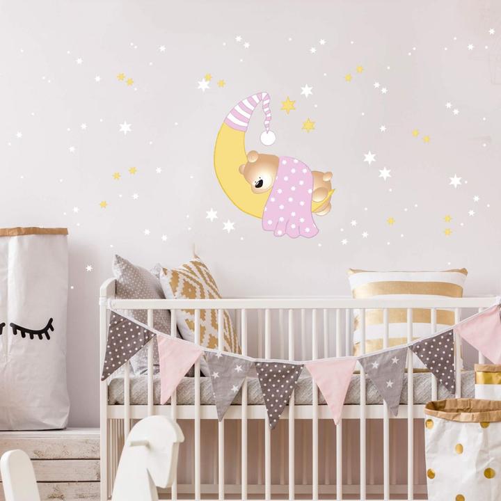 Immagine prodotto Trenddeko Orsi, luna e stelle + stelle luminose (40 x 40 cm)